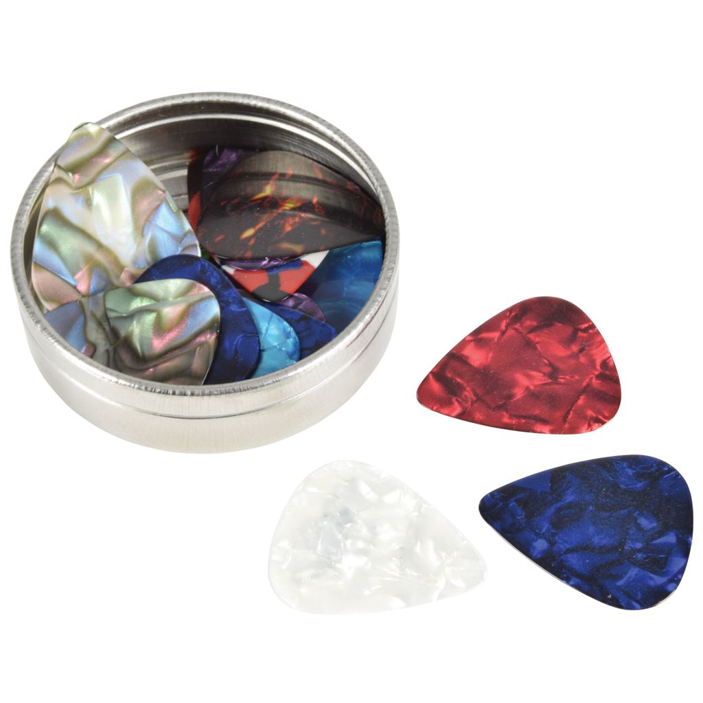 Assorted Plectrums In A Tin - - of 20 - PIC-T20