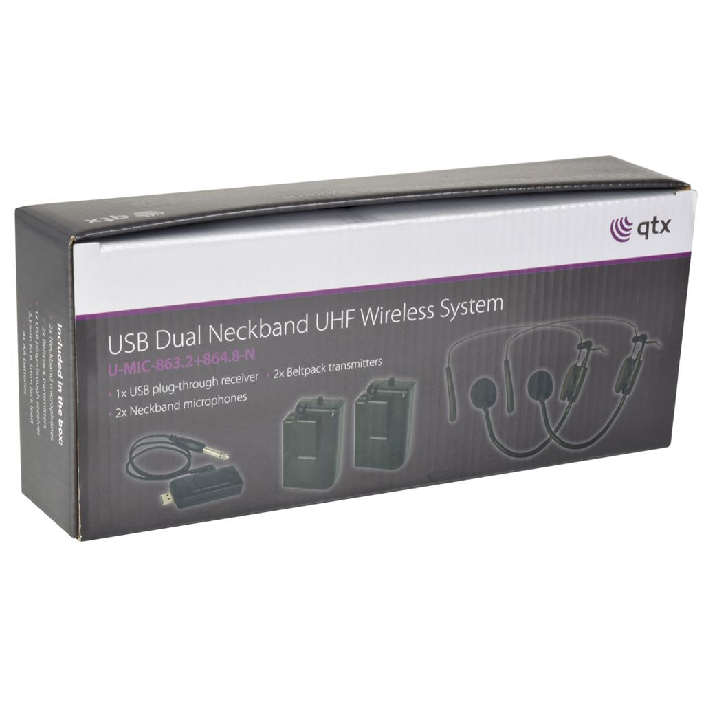 U-MIC USB Dual Neckband UHF Wireless System - 863.2+864.8MHz - U-MIC-863.2+864.8-N