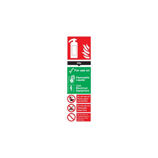 CO2 Fire Extinguisher Sign - Rigid Polypropylene - 300mm x 100mm