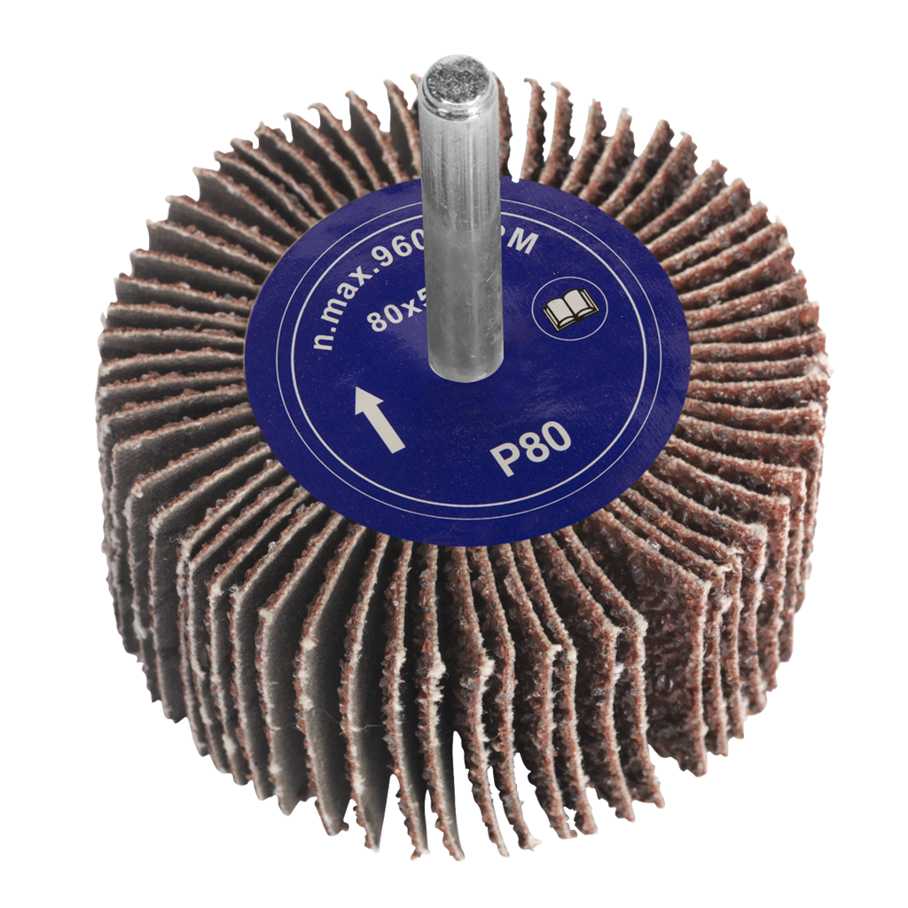 Flap Wheel &#216;80 x 50mm 80Grit 6mm Shaft