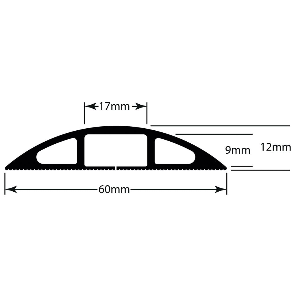 D-Line light duty floor cable cover - Black 60mm x 1.8m - CC-1