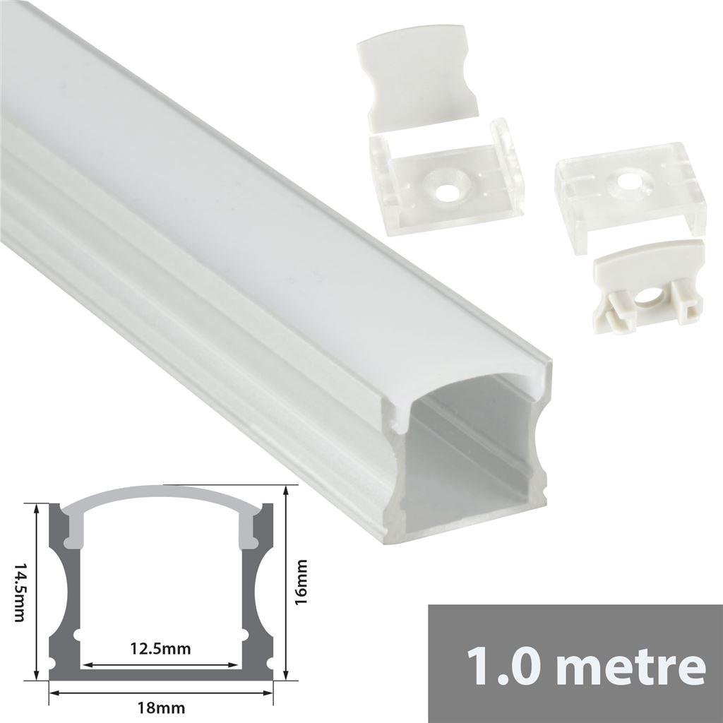 Aluminium LED Tape Profile - Tall Crown - 1m - AL1-C1714