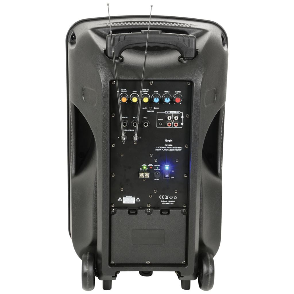 Busker PA with VHF Mics & Media Player - Busker-12 + 2 x + USB/SD/FM/BT