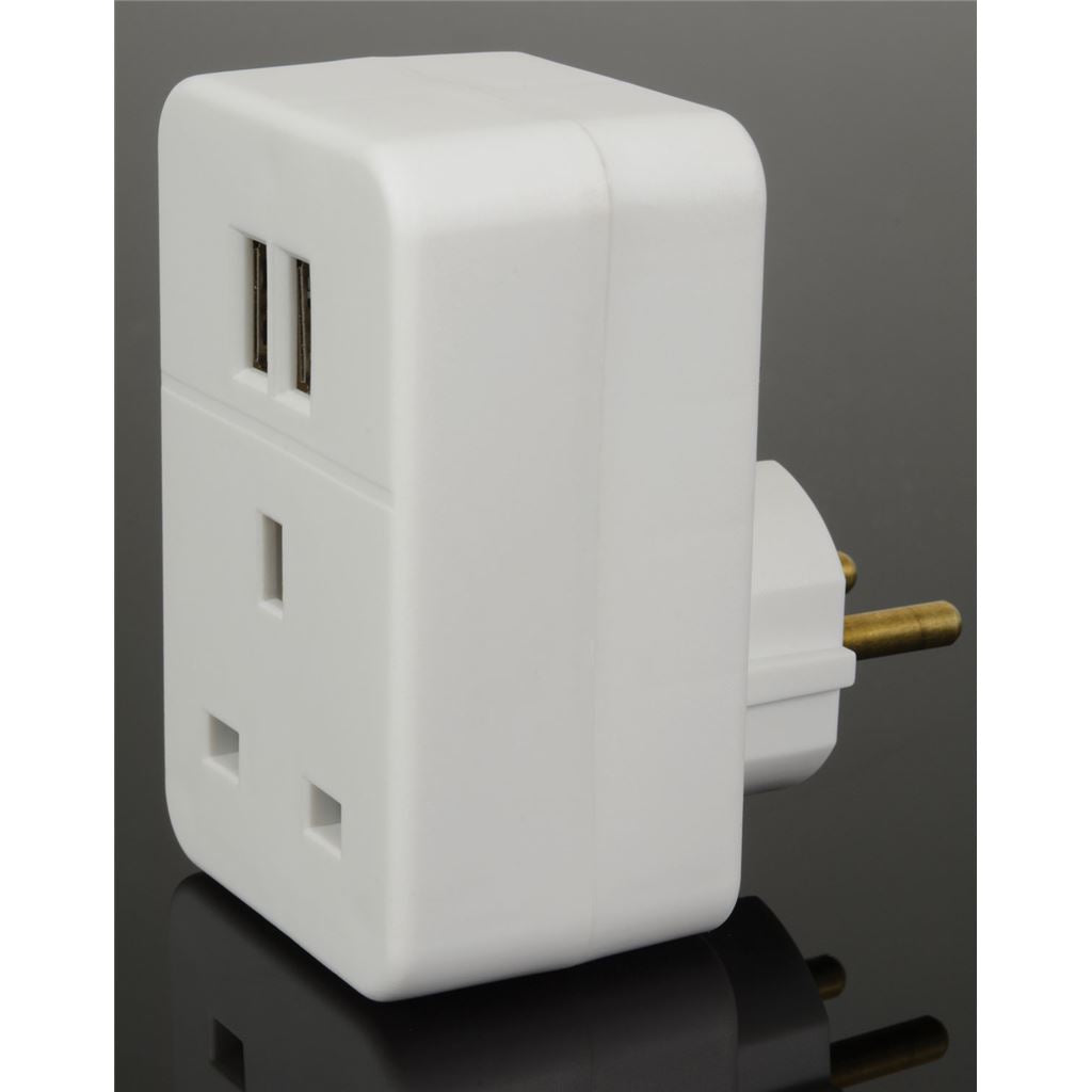 UK to Europe Travel Adaptor with Twin USB