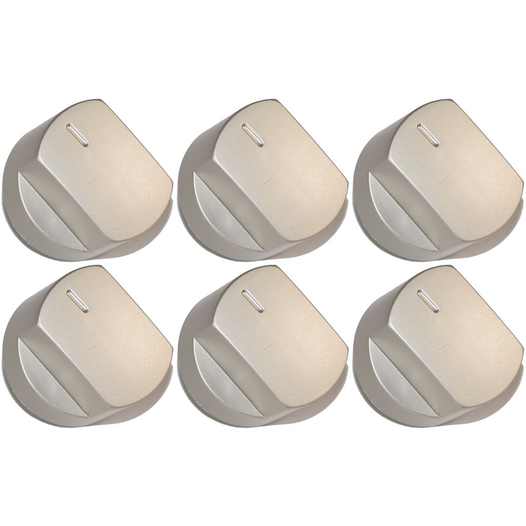 Stoves Compatible Silver Replacement Main Oven Cooker Hob Grill Control Knobs Pack of 6