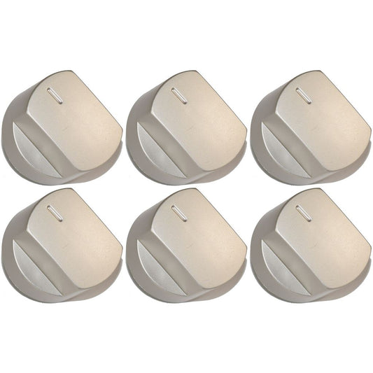 Stoves Compatible Silver Replacement Main Oven Cooker Hob Grill Control Knobs Pack of 6