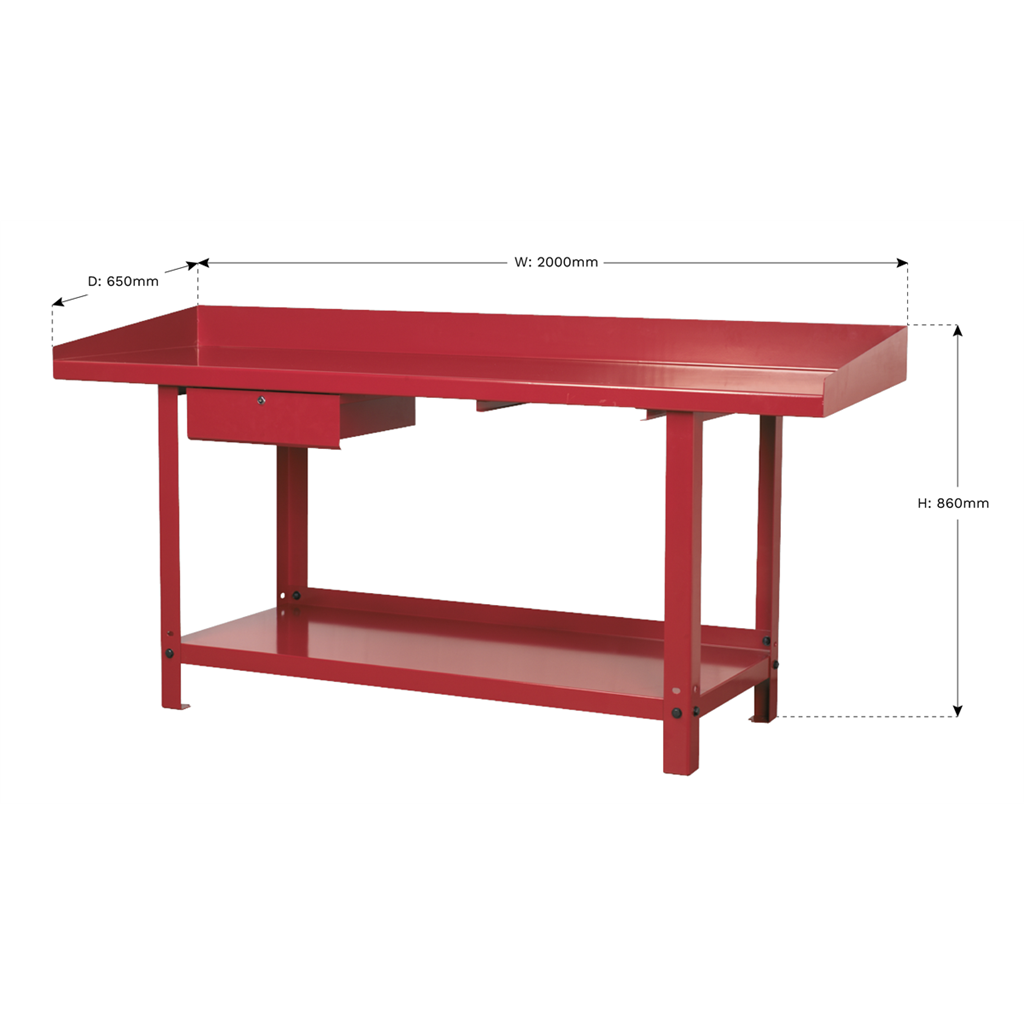 Workbench Steel 2m with 1 Drawer