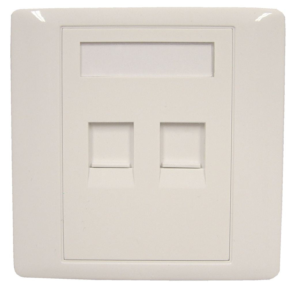 RJ45 Twin Shuttered Outlet Plate With Screws.