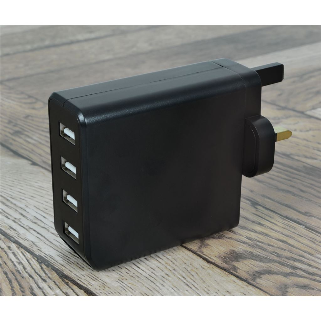 4 Port USB Mains Charger 4.8A - Quad - USB-UK448v2