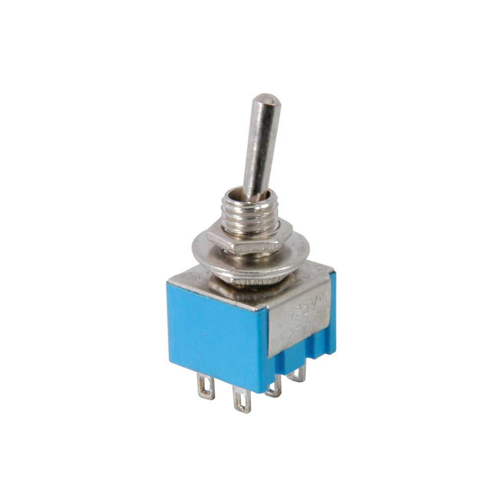 Miniature toggle switch, 2 x on/on, 11.5 x 12.5mm, 250Vac, 3A