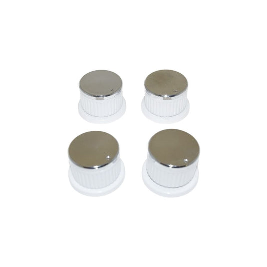 Universal Oven Cooker Hob Knob Dial Pack of 4 White/Silver