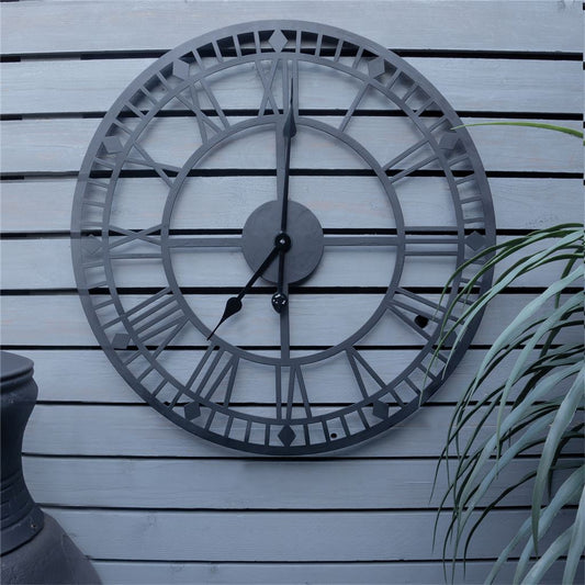 St Helens Home and Garden Black Open Face Design Wall Clock Non Ticking - 600mm/24"