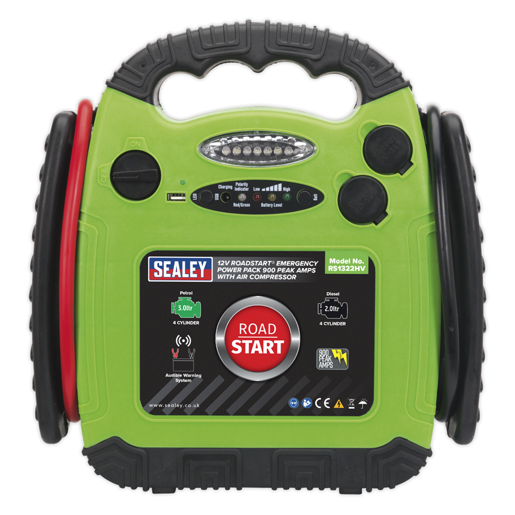 RoadStart&#174; Emergency Jump Starter with Air Compressor 12V 900 Peak Amps