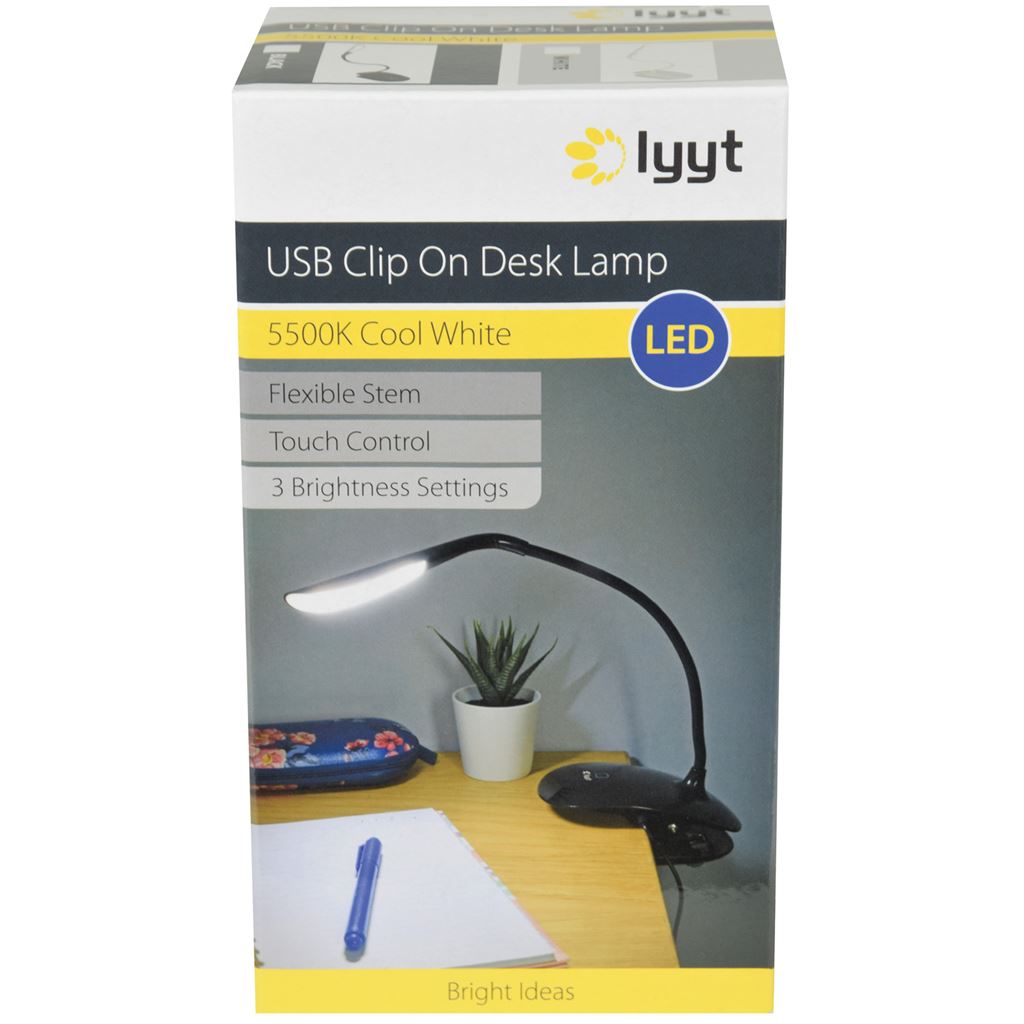 LED USB Clip On Desk Lamp - 14 - Blk - CLIP-LAMP-B