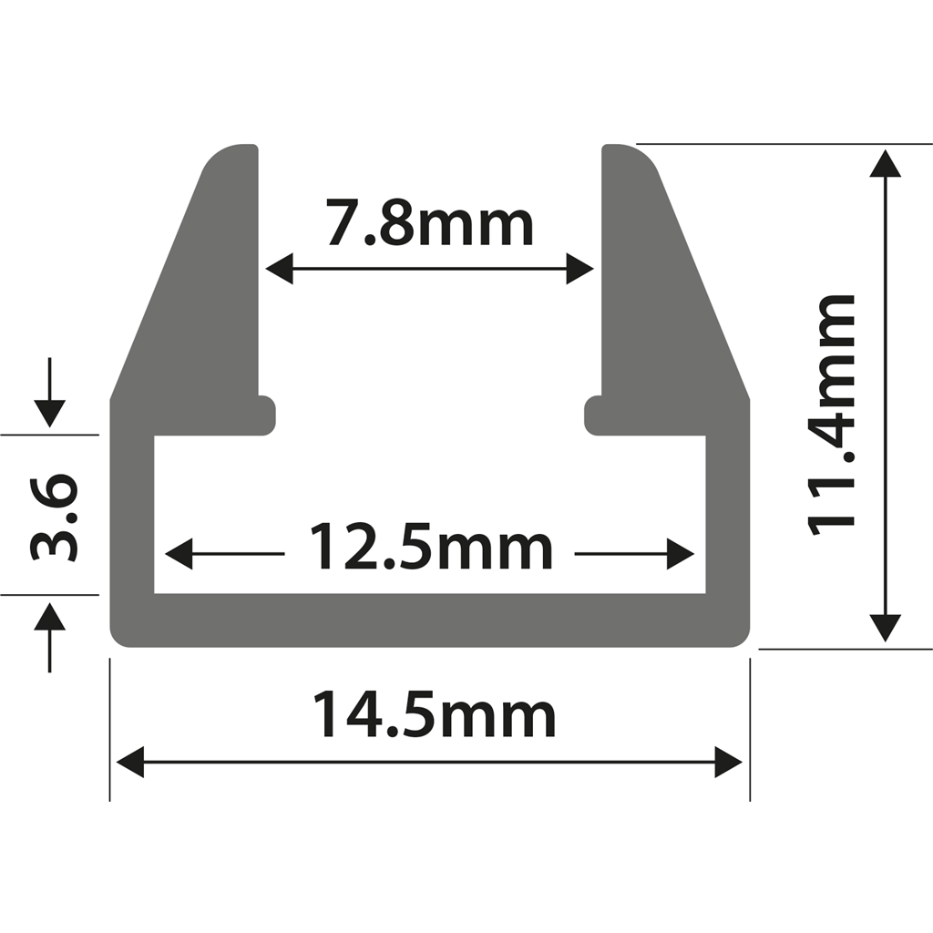 Aluminium LED Tape Profile - M8 Shelf Slot - 1m - AL1-M81411