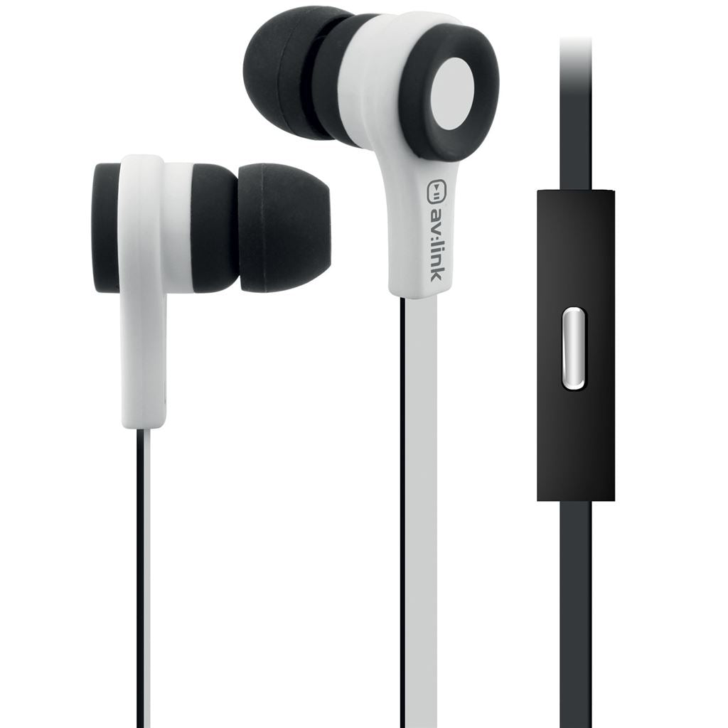 Rubberised Stereo Earphones with Hands-free - w/Mic Black & White