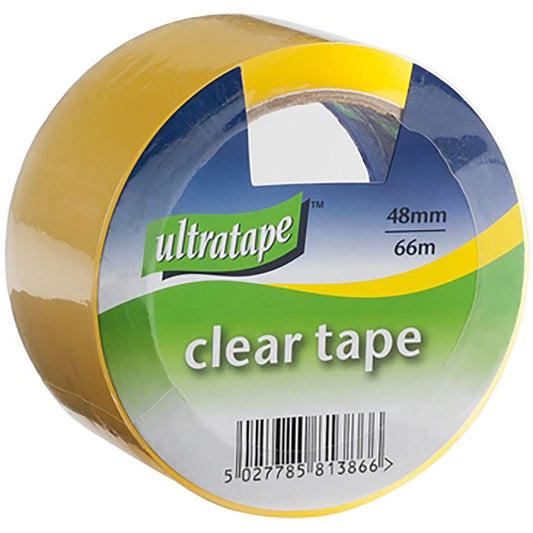 Ultratape Carton Tape 48mm x 66m - Clear 66m, 43 microns, Card