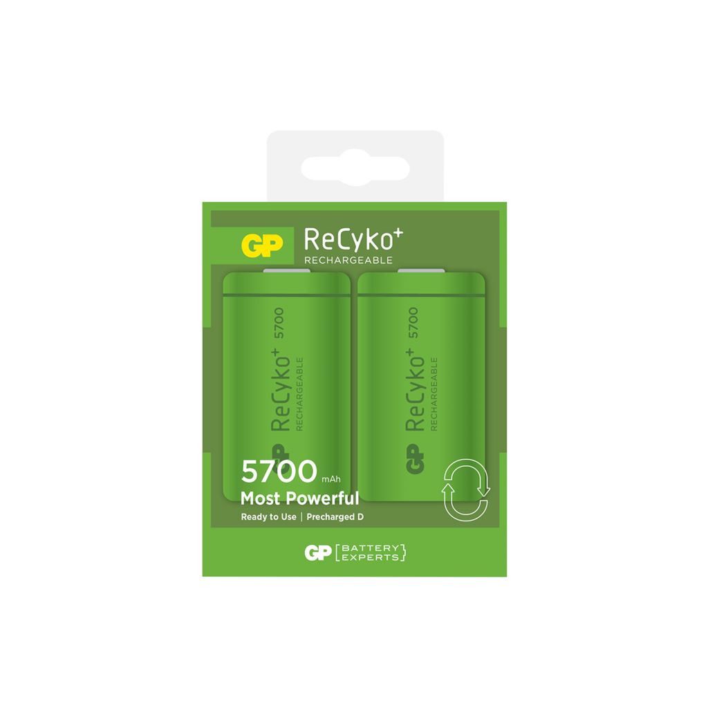 GP Recyko+ NiMH Rechargeable Batteries - 5700 D (Card of 2)