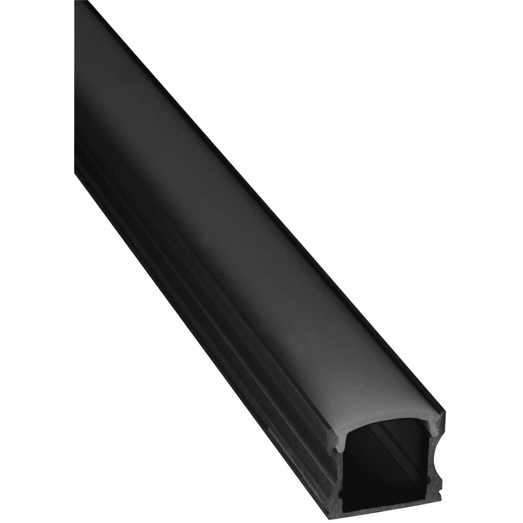 Aluminium LED Tape Profile Tall Crown Black - Blk 2m