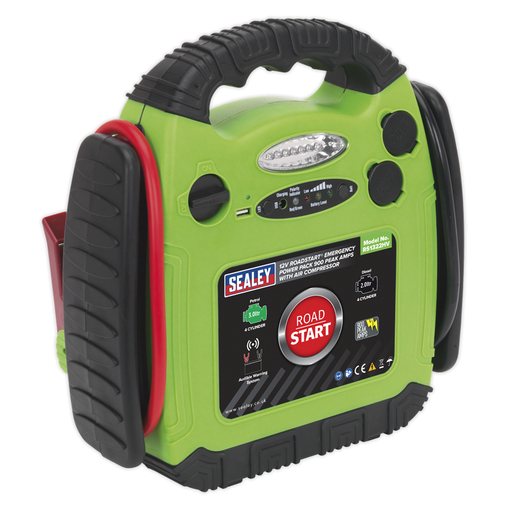 RoadStart&#174; Emergency Jump Starter with Air Compressor 12V 900 Peak Amps