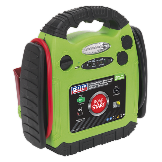 RoadStart&#174; Emergency Jump Starter with Air Compressor 12V 900 Peak Amps
