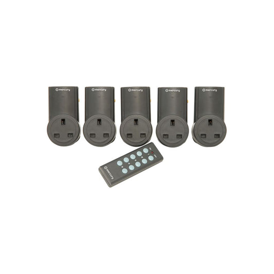 Wireless Remote Control Mains Sockets - Set of 5 - RC5 RF controlled