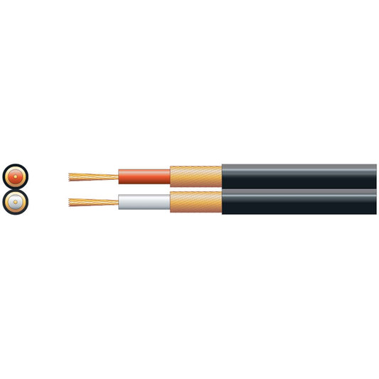 Standard 2 Core Figure 8 Individual Lap Screened Cables - screen, x 13/0.1mm, x 32/0.1mm, Black, 100m