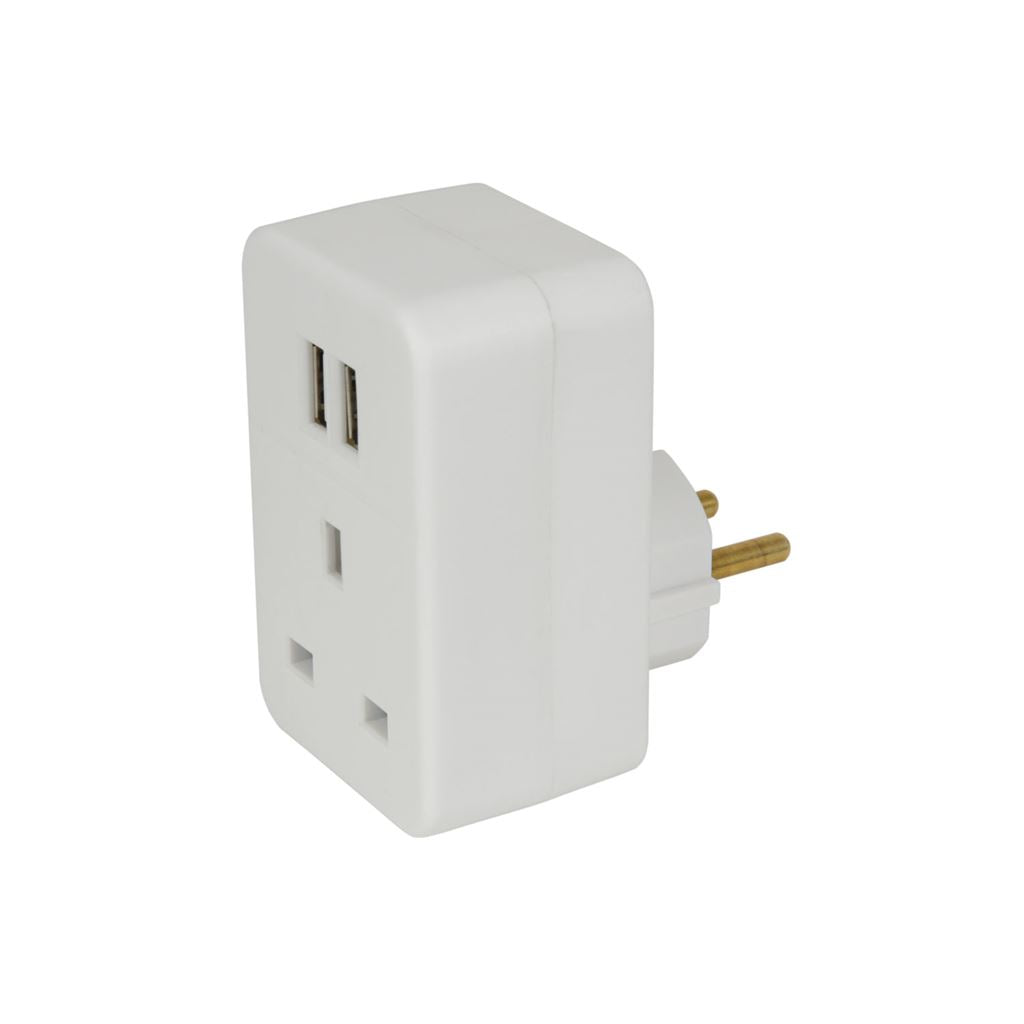 UK to Europe Travel Adaptor with Twin USB