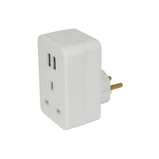 UK to Europe Travel Adaptor with Twin USB