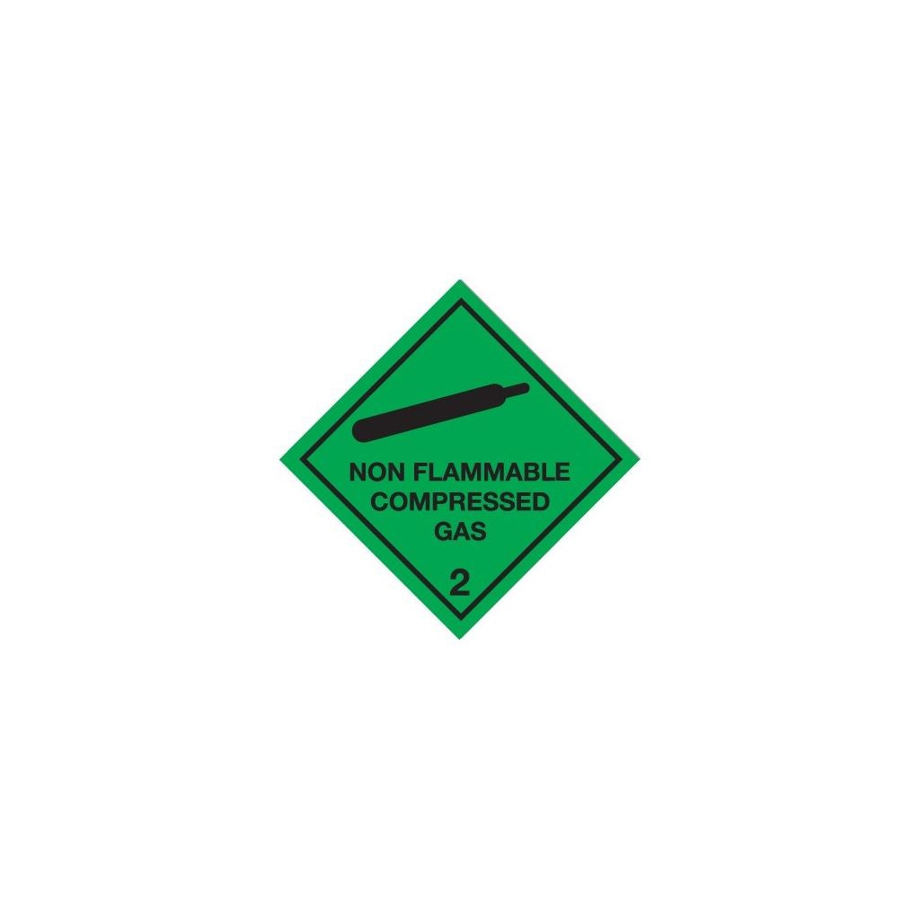 Class 2 Non Flammable Compressed Gas Warning Diamond - Self Adhesive Vinyl - 100mm x 100mm