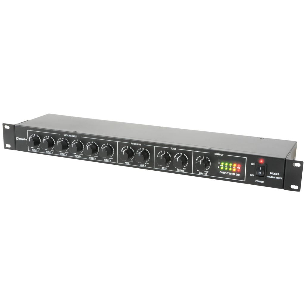 1U Mic/Line Rack Mixer - ML622 6 + 2 Aux