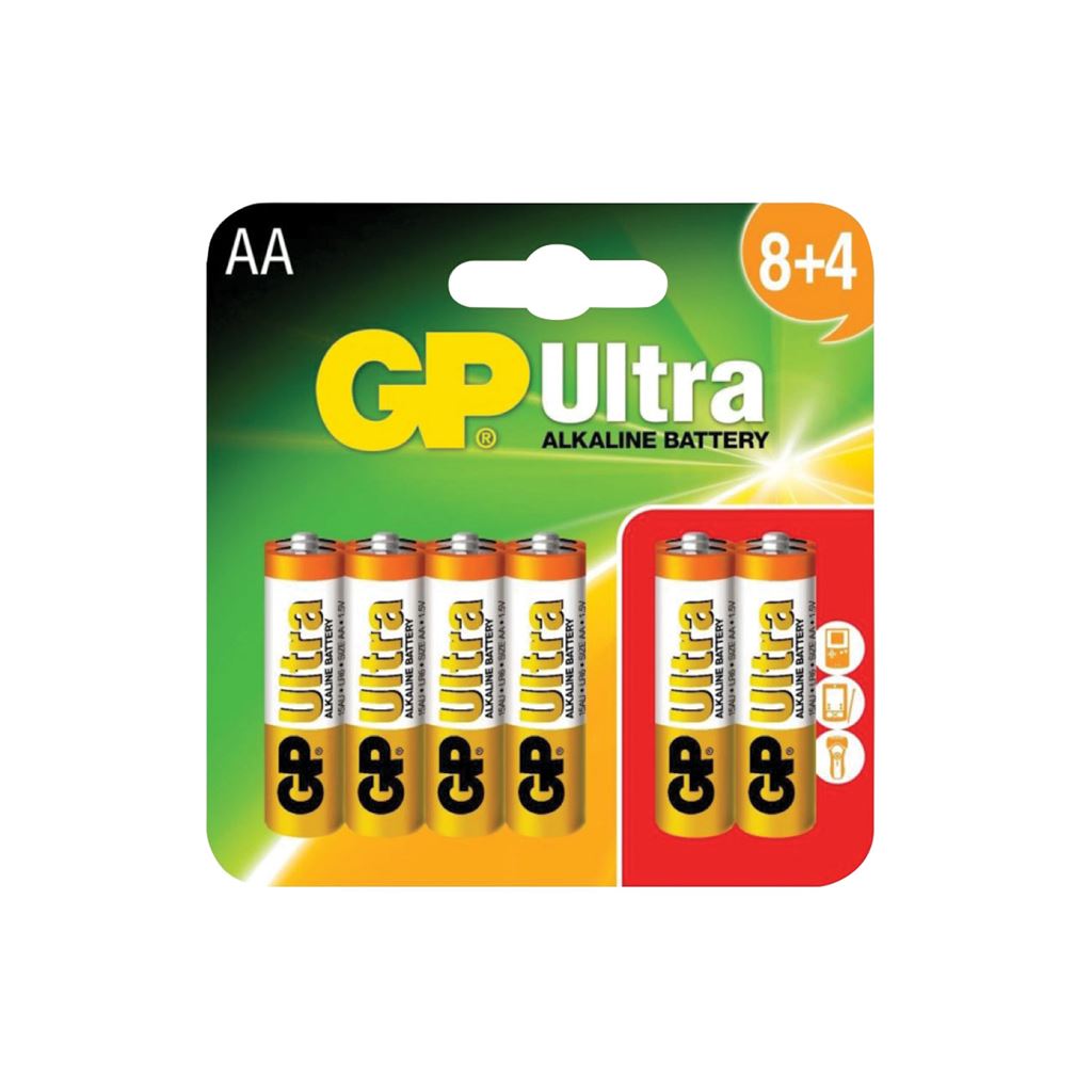 GP Ultra Alkaline Batteries (8 + 4) - AA (8+4)