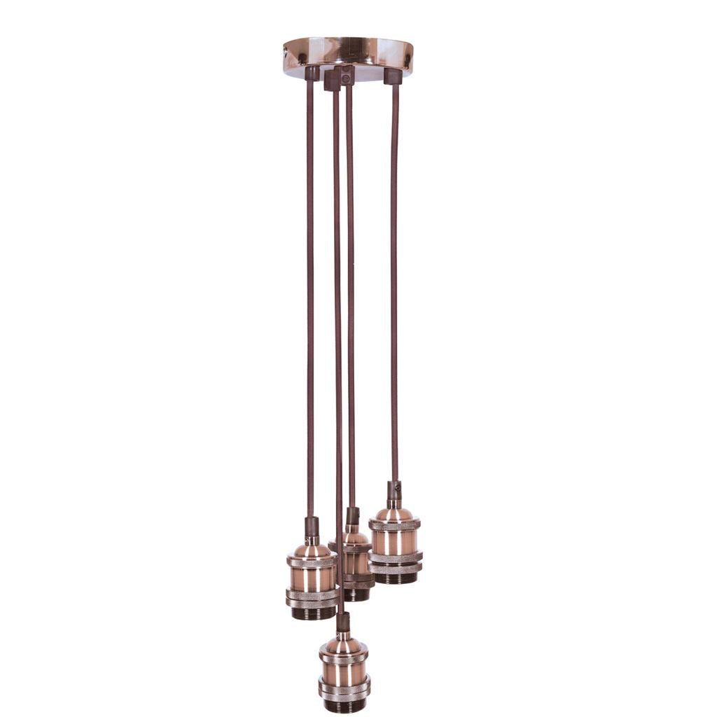 Quad E27 Pendant Cordsets - Bright Copper - 4P-E27-CPR