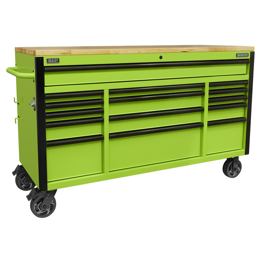 15 Drawer Mobile Trolley with Wooden Worktop 1549mm