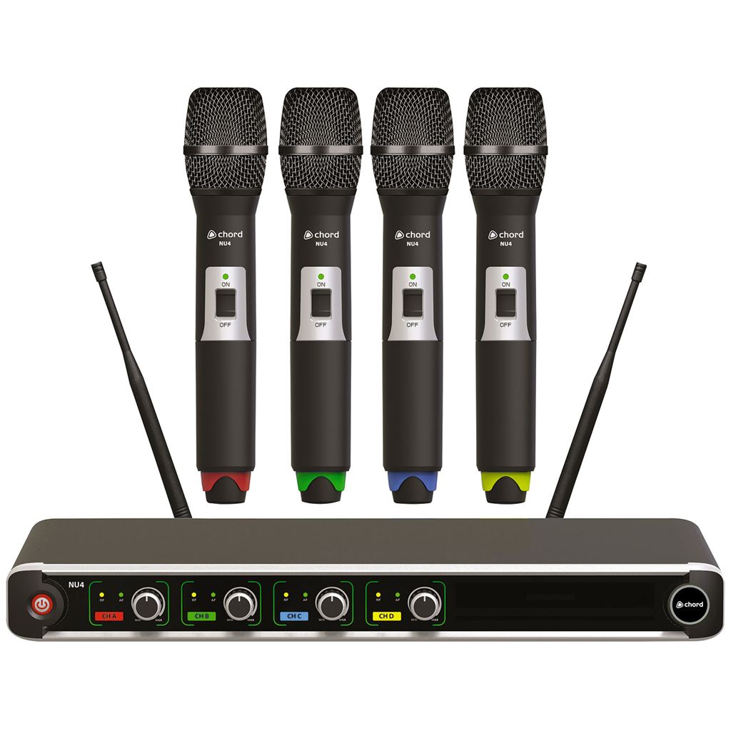 NU4 Quad UHF Wireless Microphone System - NU4-H - Handheld