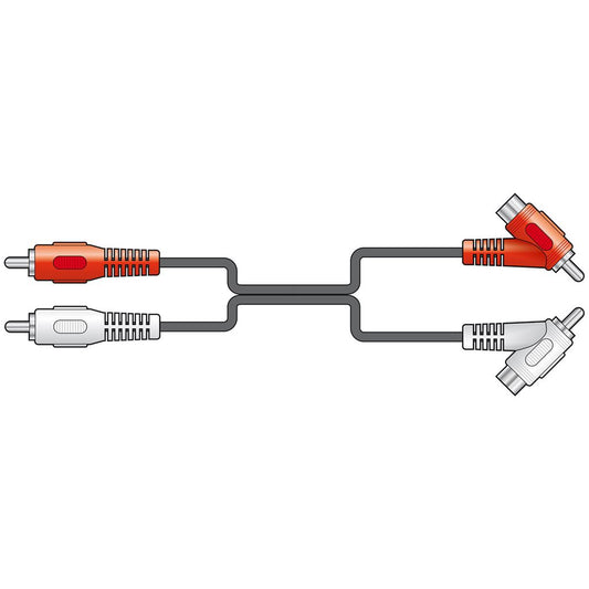 2 x RCA Plugs to 2 x Stackable RCA Plugs Lead - 1.8m