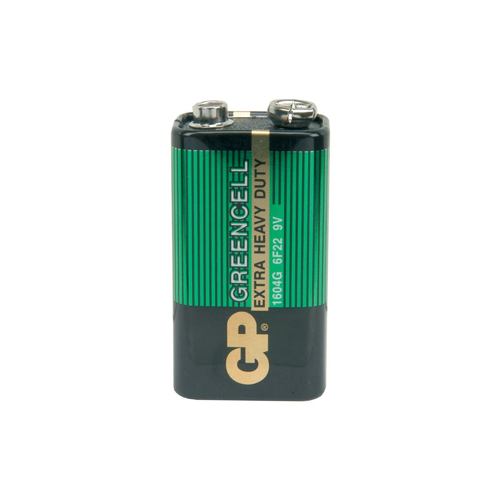 GP Greencell Zinc Chloride Batteries - battery, PP3, 9V, packed 1 per blister