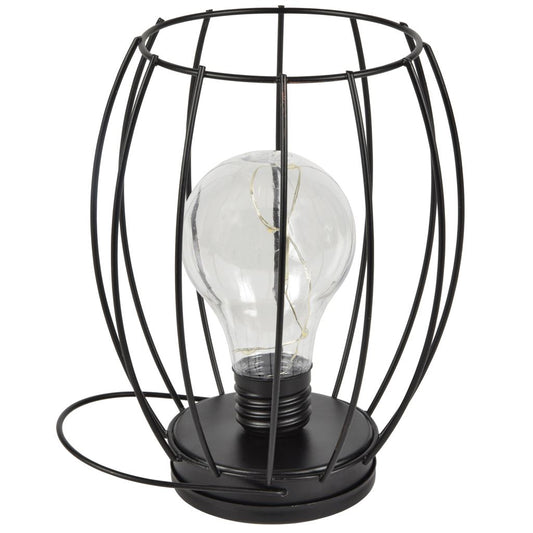 Decorative Cage Light with Copper Wire Bulb - Basket style light, Black - BS-BLACK