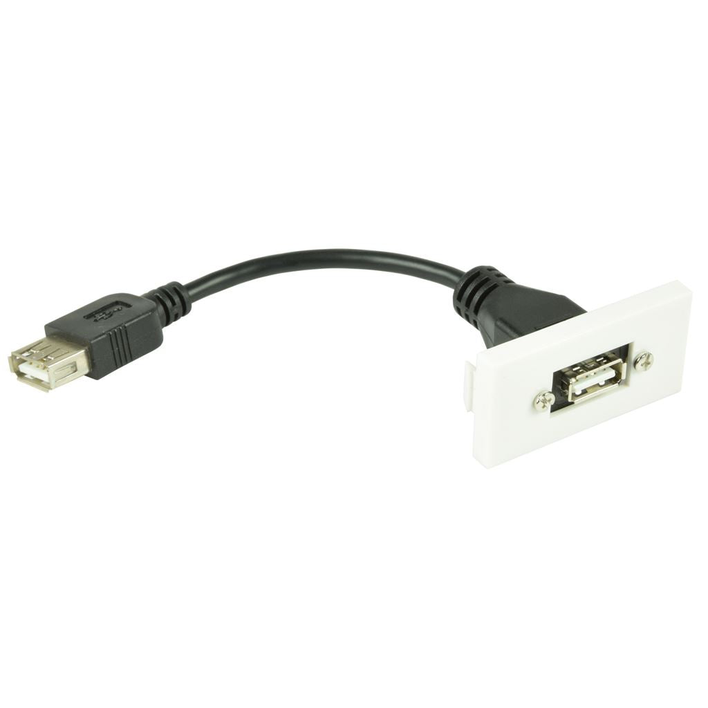 Wall Plate Module - USB2.0 Type-A Socket to Female Tail