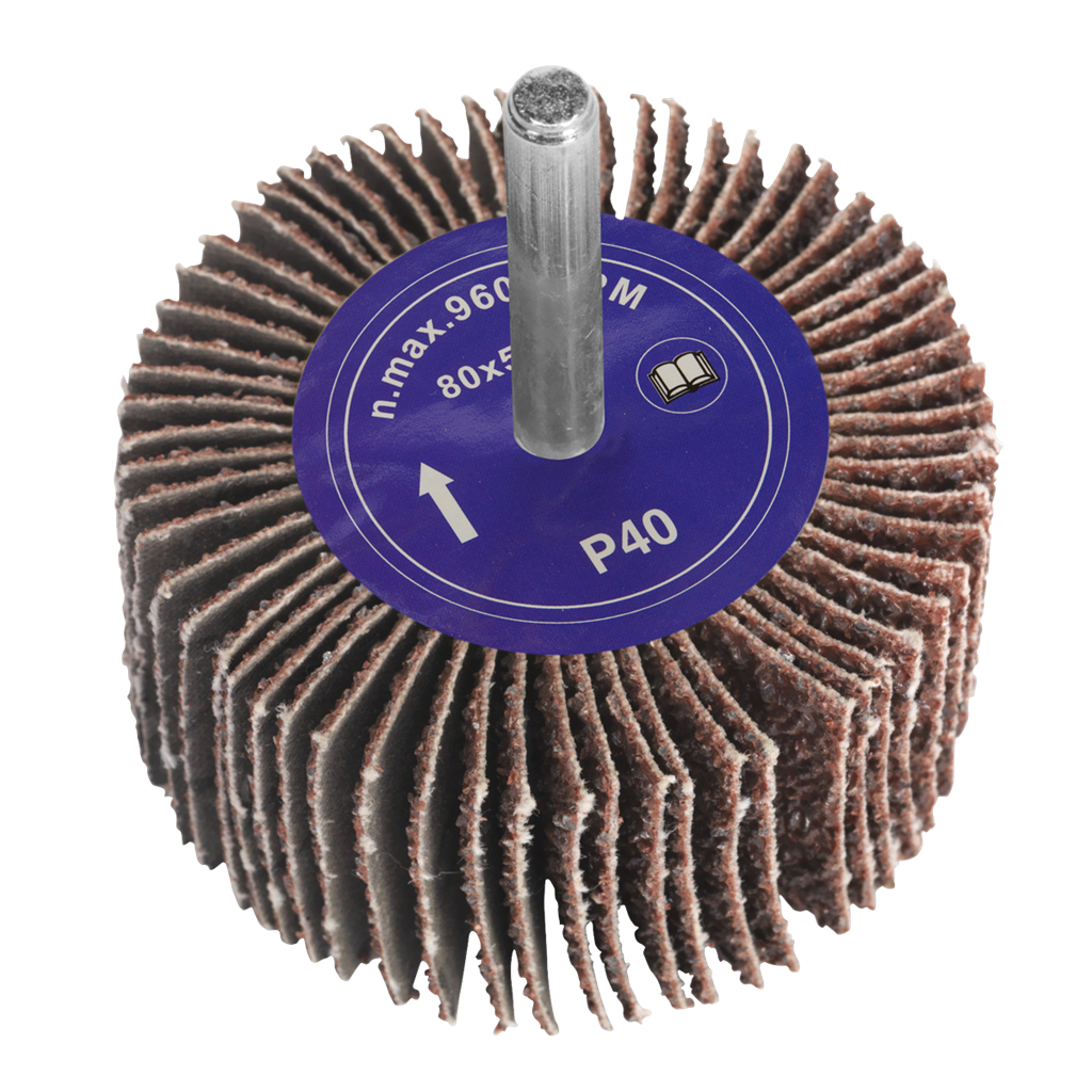 Flap Wheel &#216;80 x 50mm 40Grit 6mm Shaft