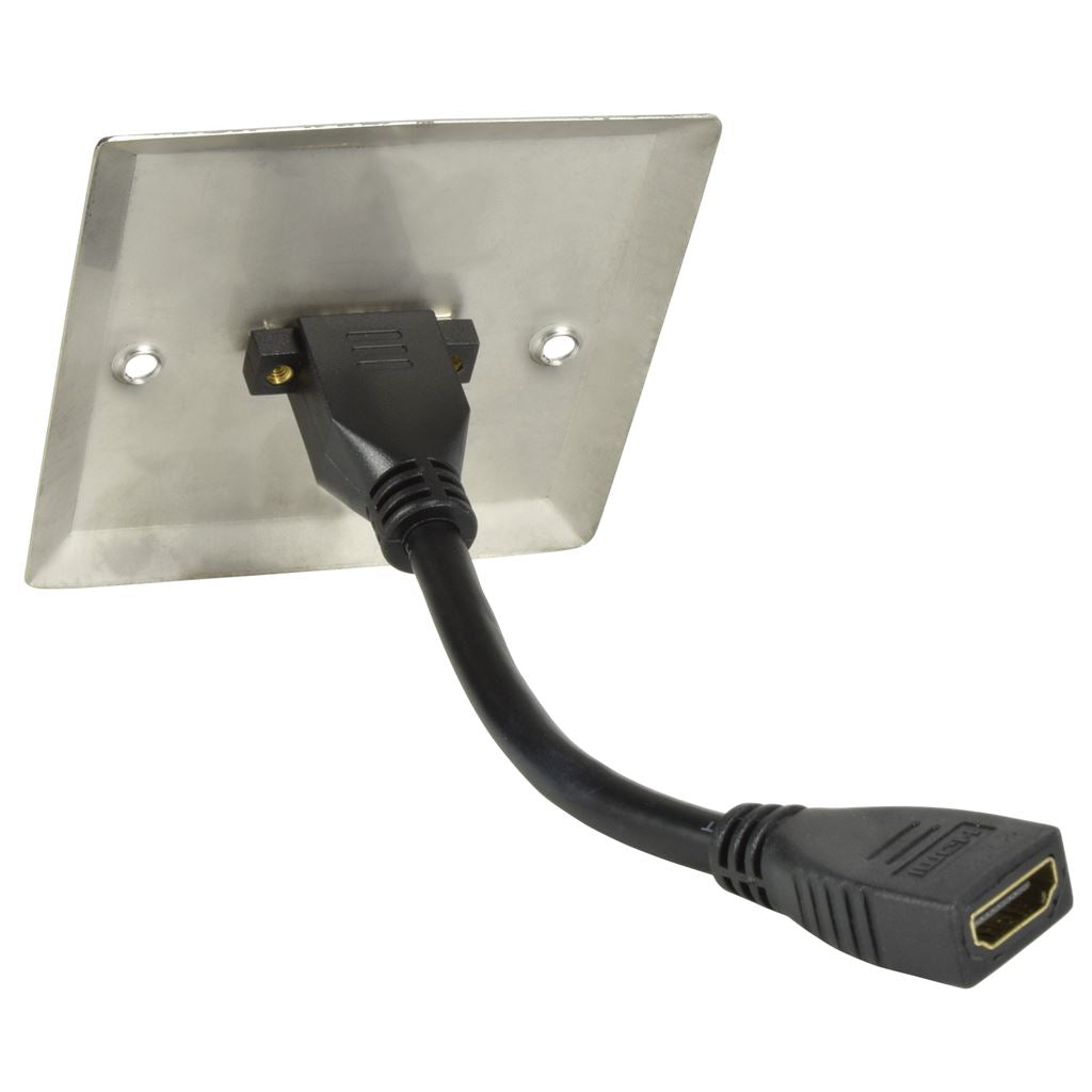 Steel HDMI Wallplate with Female Tail