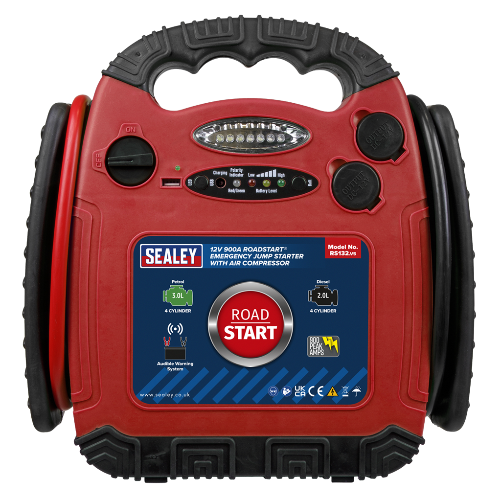 RoadStart&#174; Emergency Jump Starter with Air Compressor 12V 900 Peak Amps