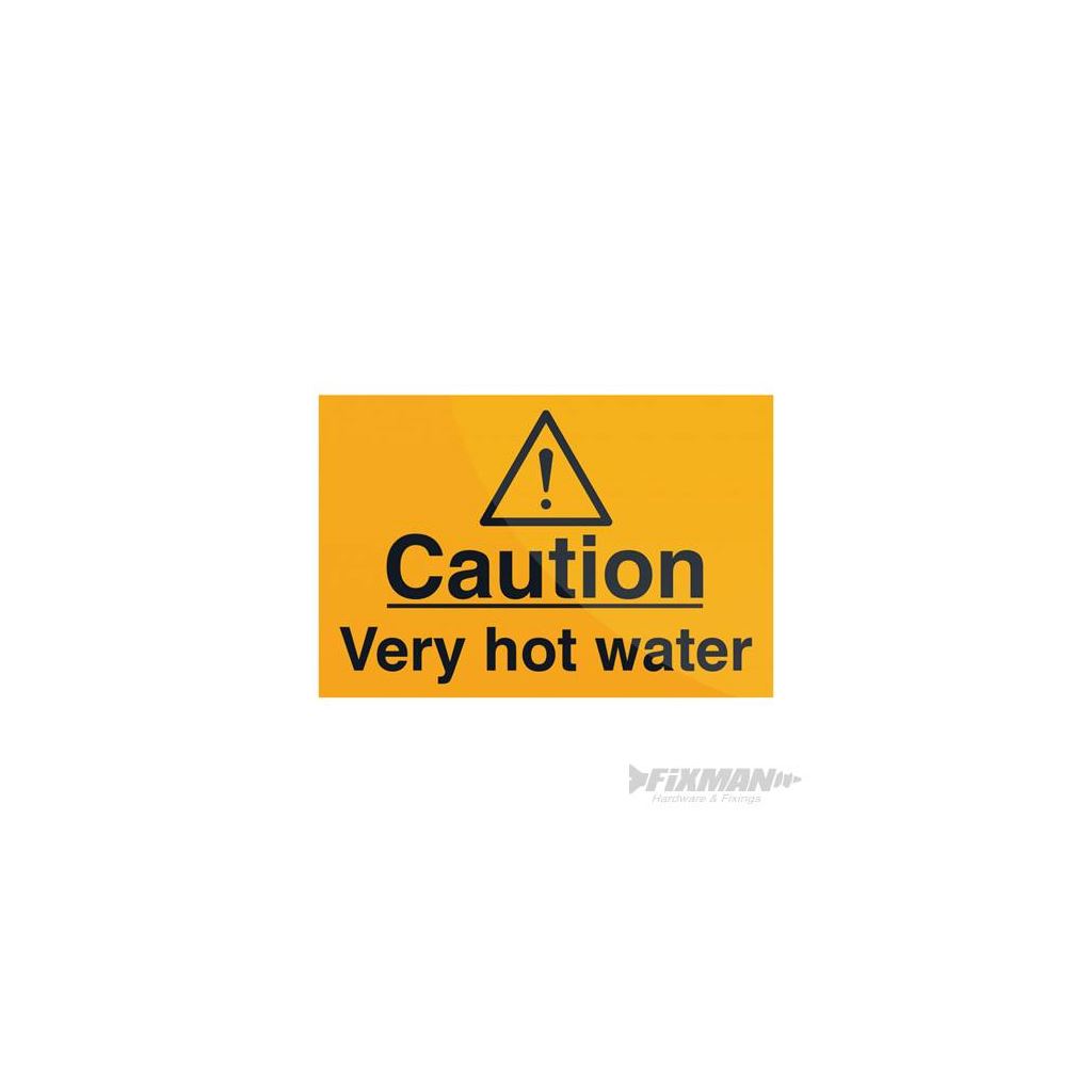 Caution Very Hot Water Sign - 75 x 50mm Self-Adhesive