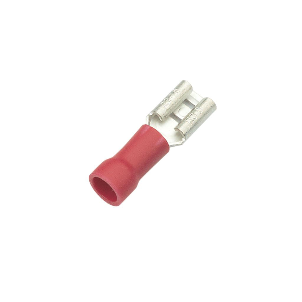 Crimp terminal, female blade, 0.5 - 1.5mm&Oslash; cable, Red, 4.75mm