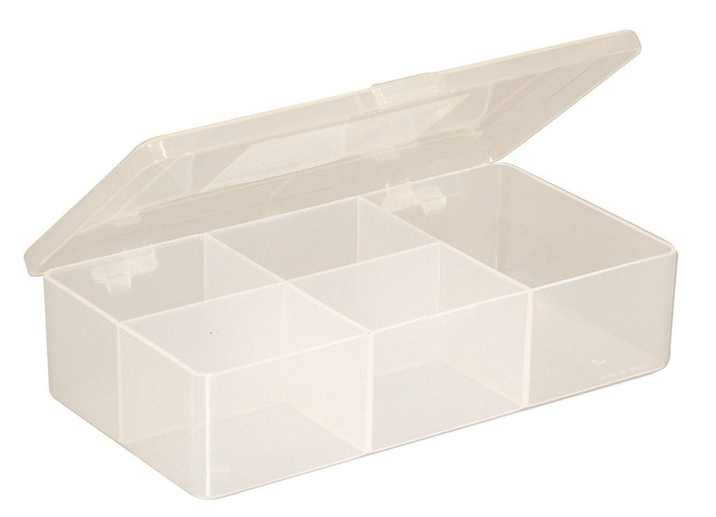 White Size 8 Compartment Box With Hinged Lid and Semi Transparent Finish