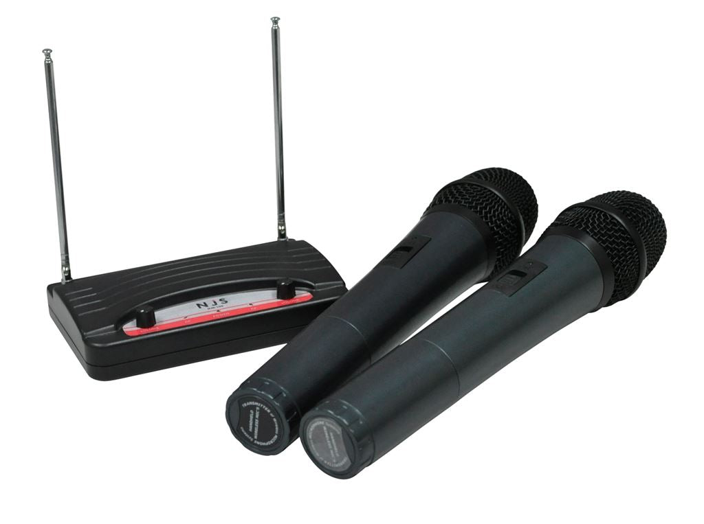 NJS VHF Twin Handheld Radio Microphone System Battery Operated