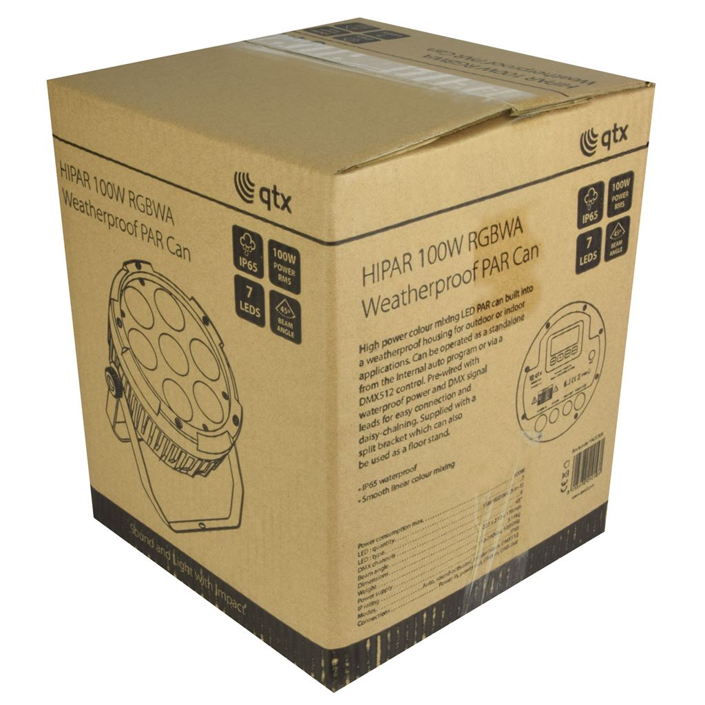 HIPAR-100: 100W Weatherproof RGBWA PAR Can - IP65 Light