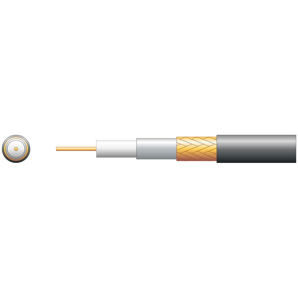 RG59B/U 75 Ohms Foam Filled Coaxial Cable - Copper Braid - with 100m Black