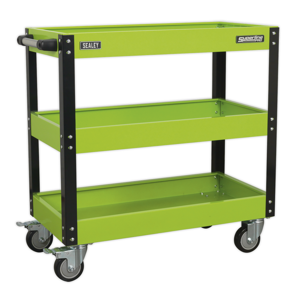 Workshop Trolley 3-Level Heavy-Duty - Hi-Vis Green