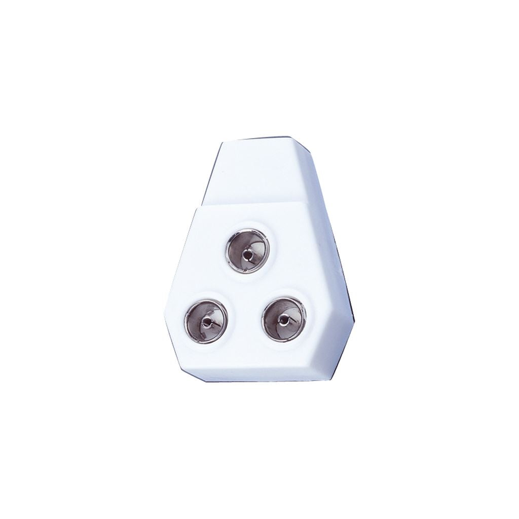 Right Angled Coaxial Y Splitter with Line Plug to 3x Line Sockets